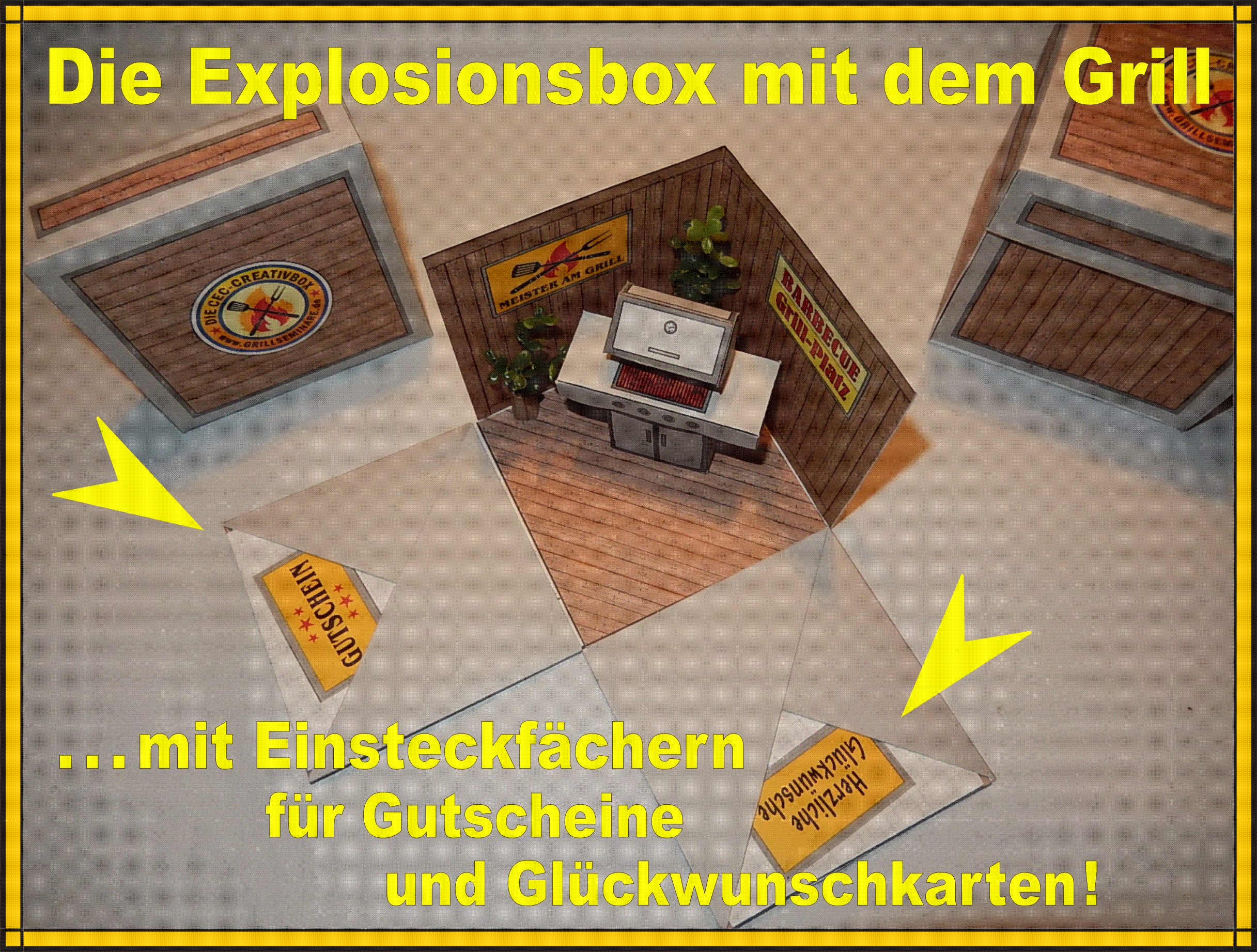 Explosionsbox mit Grill als Geschenk für Männer